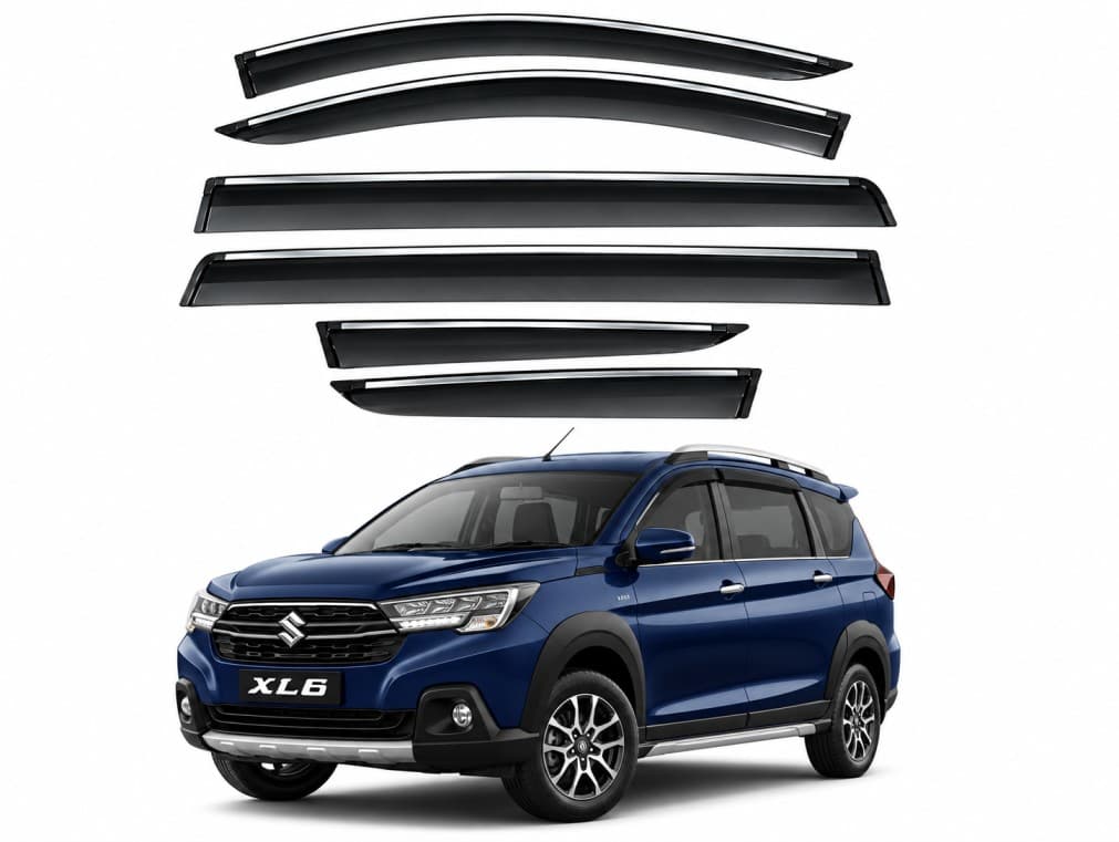 Chrome Line Door Visor for Maruti Suzuki XL6 (Set of 6Pcs)